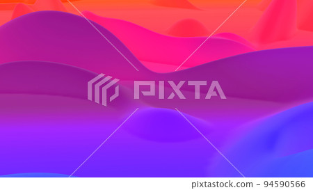 3d render. abstract fantastic background, liquid gradient of paint with internal glow forms hills or peaks like landscape in subsurface scattering material, mat color transitions. Blue red 94590566