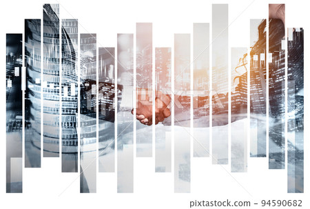 Business handshake on finance prosperity and money technology asset background Business handshake on finance prosperity and money technology asset background 94590682
