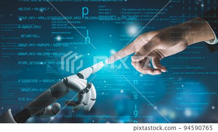 Futuristic robot artificial intelligence revolutionary AI technology concept 94590765