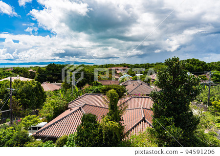 A village overlooking Taketomi Island from a hill A village overlooking Taketomi Island from a hill 94591206