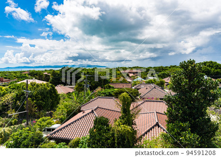 A village overlooking Taketomi Island from a hill A village overlooking Taketomi Island from a hill 94591208