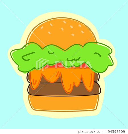 A delicious double cheeseburger with melted cheese (blue background) A delicious double cheeseburger with melted cheese (blue background) 94592309