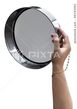 Woman hand holding Karwa Chauth strainer Woman hand holding Karwa Chauth strainer 94593001