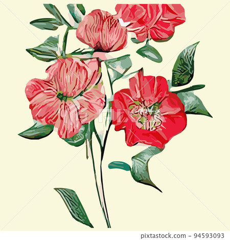 Vintage card with colorful flowers. Vector illustration. Beautiful tropical plants bouquet on a beige background. Herbs and wildflowers. Botany. Set of floral elements for your compositions Vintage card with colorful flowers. Vector illustration. Beautiful tropical plants bouquet on a beige background. Herbs and wildflowers. Botany. Set of floral elements for your compositions 94593093