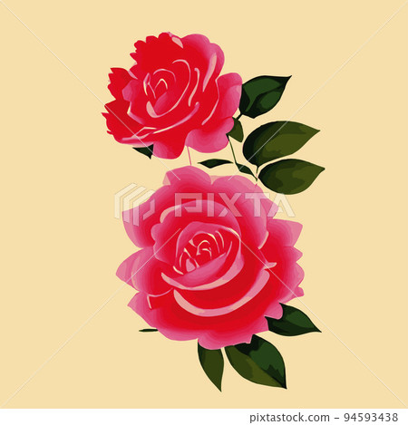 Decorative vintage rose and bud. Vector set of blooming flowers for your design. Decoration for wedding invitations and greeting cards. Antique rose on a pastel background minimalism 94593438