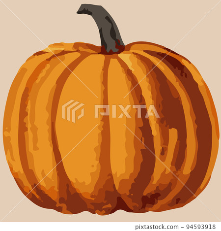 pumpkin on a beige background. The main symbol of a happy Halloween holiday. Orange pumpkin for your festive Halloween design. Vector illustration. 94593918