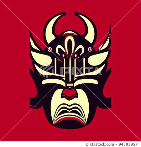 Vector illustration of Japanese ONI demon mask and dragon. traditional japanese demon mask Vector illustration of Japanese ONI demon mask and dragon. traditional japanese demon mask 94593957