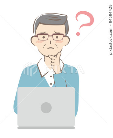 電腦操作困擾的老人 電腦操作困擾的老人 94594429