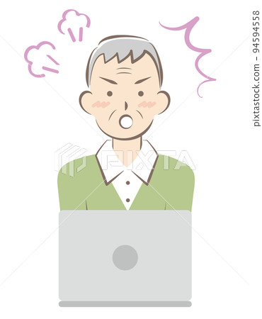老人對個人電腦操作生氣 老人對個人電腦操作生氣 94594558