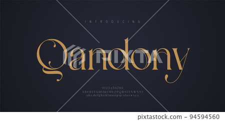 Elegant wedding alphabet letters font and number. Typography Luxury classic lettering serif fonts decorative logo vintage retro concept. vector illustration 94594560