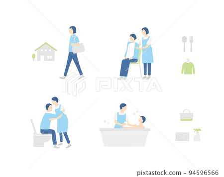 Various care and medical welfare scene sets 94596566