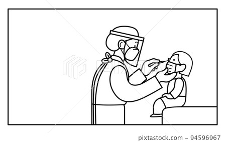 Line vector doctor testing a child with nasal swab 94596967