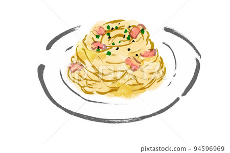 Carbonara 意大利面手繪日式插圖 94596969