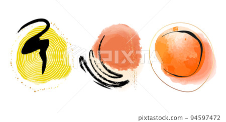 Asbtract shape orange circles vector design, modern geometric banner cute watercolor texture with 94597472