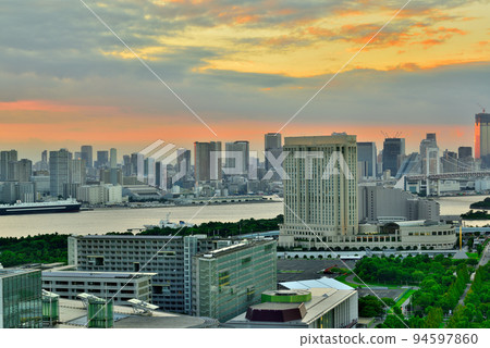 Evening view of Odaiba from Telecom Center Observatory Evening view of Odaiba from Telecom Center Observatory 94597860