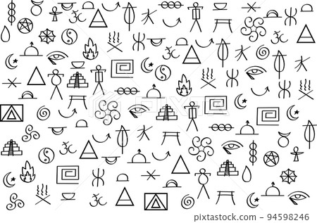 illustration line of the ancient symbol pattern background. illustration line of the ancient symbol pattern background. 94598246