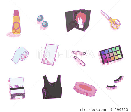 Cosplayer的隨身物品 化妝工具 假髮網、彩色隱形眼鏡、鏡子、美胸、膠水、假髮、卸妝液 94599720
