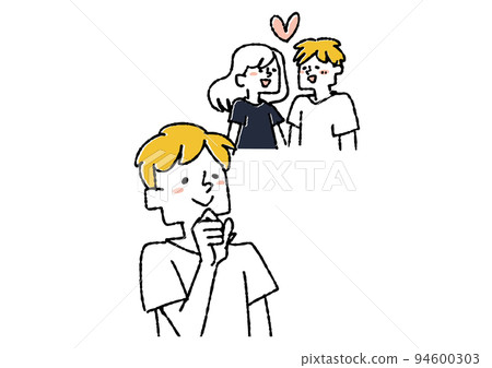 A man who will meet a woman he likes tomorrow A comical handwritten character 94600303