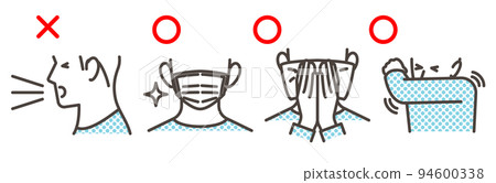 Prevent infection of coronavirus, cold, flu, etc. with cough etiquette such as mask [vector illustration material] 94600338