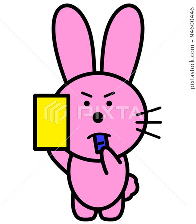 Illustration of a rabbit giving a yellow card 94600446