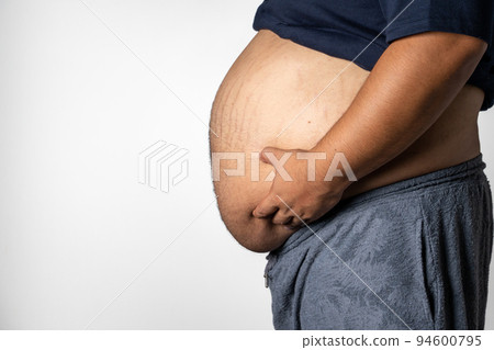 Belly of a fat man (sideways) Copy space 94600795