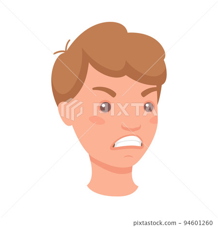 Man Head Showing Angry Face Expression and Emotion Frowning Half-turned Vector Illustration Man Head Showing Angry Face Expression and Emotion Frowning Half-turned Vector Illustration 94601260