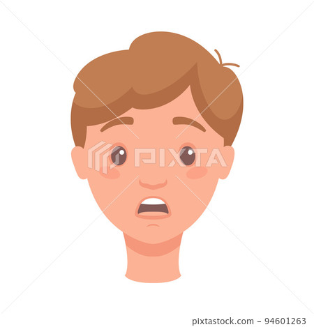 Man Head Showing Shocked Face Expression and Emotion Gasping Front Vector Illustration 94601263