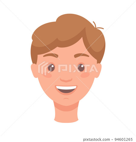 Man Head Showing Happy Face Expression and Emotion Laughing Front Vector Illustration 94601265