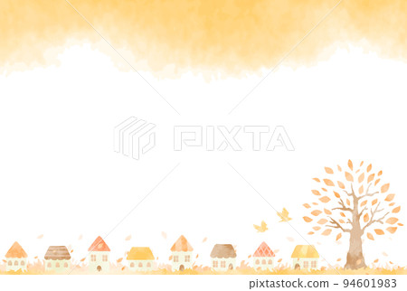 cute hand drawn autumn cityscape illustration 94601983