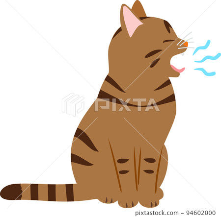 Pheasant cat sitting and yawning 94602000