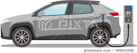 electric car EV SUV charging silver gray electric car EV SUV charging silver gray 94602896