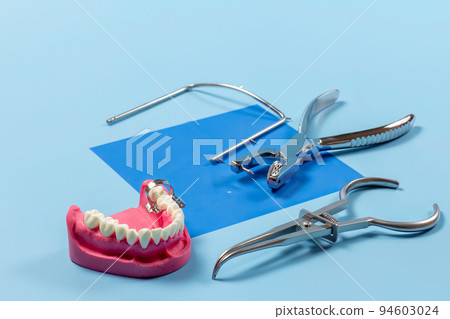 Set of metal dental instruments for teeth dental care Set of metal dental instruments for teeth dental care 94603024