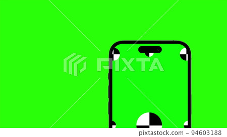 Smartphone on a green background. Green screen with marks for tracking digital devices. Mockup. Computer generated image. Easy customizable. 94603188