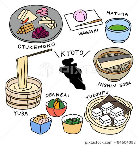 京都的當地美食矢量插圖集 94604098