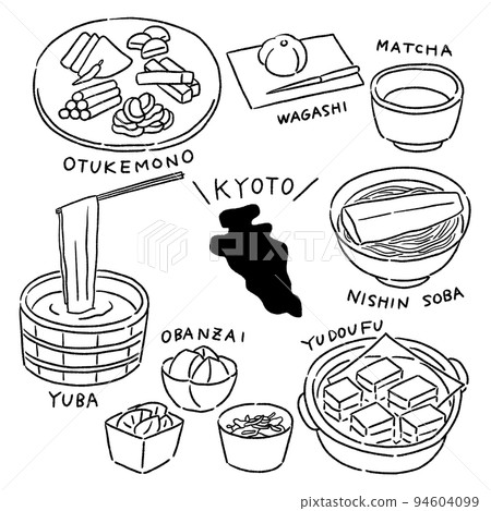 京都的當地美食矢量插圖集 94604099