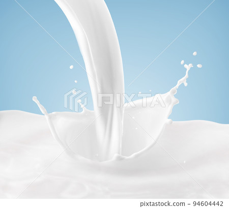 splashing milk on a blue background 94604442