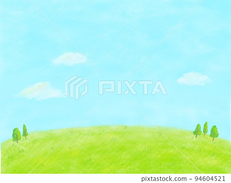 草原風景簡約清新手繪插畫背景素材 94604521