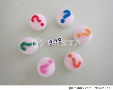 Who is in the center of multiple question marks? word of 94605033