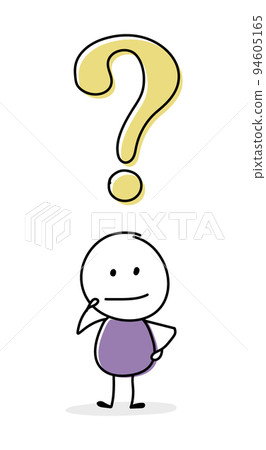 Contemplating cartoon businessman with question mark icon. Vector Contemplating cartoon businessman with question mark icon. Vector 94605165