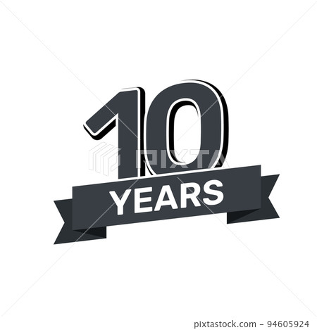 10th anniversary retro stamp icon badge invitation. Anniversary 10 seal background happy label logo. 94605924