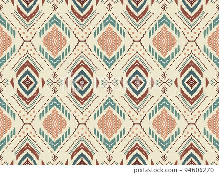 Abstract ethnic geometric ikat art. Seamless pattern in tribal, folk embroidery, and Mexican style. 94606270