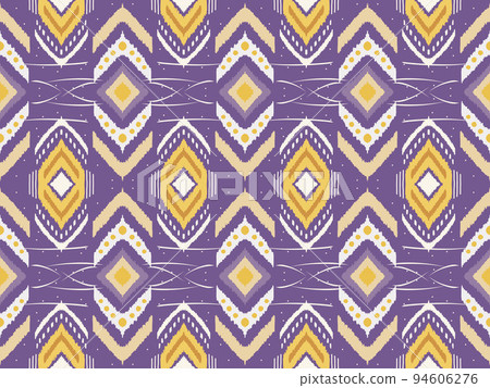 Abstract ethnic geometric ikat art. Seamless pattern in tribal, folk embroidery, and Mexican style for clothing wrapping Batik fabric illustration embroidery style. Abstract ethnic geometric ikat art. Seamless pattern in tribal, folk embroidery, and Mexican style for clothing wrapping Batik fabric illustration embroidery style. 94606276