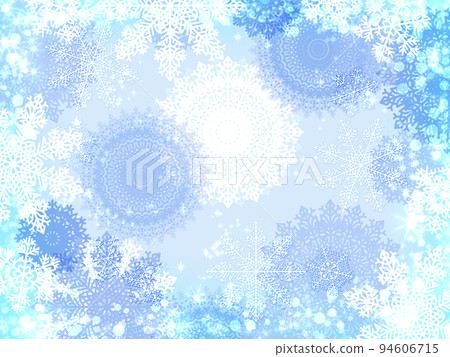 雪花和蕾絲桌巾閃閃發光的冬藍色 雪花和蕾絲桌巾閃閃發光的冬藍色 94606715