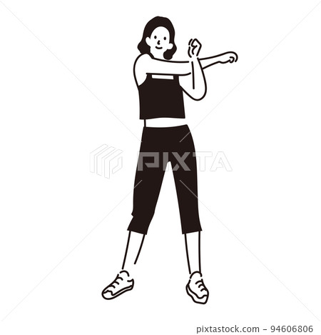 女人伸展的矢量線畫 女人伸展的矢量線畫 94606806