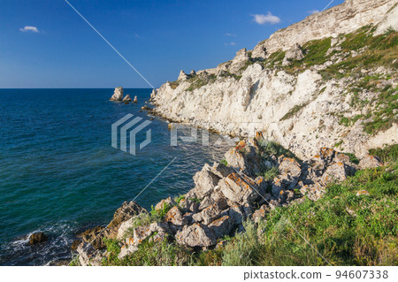 Sunset over sea. Beautiful colorful sunset over the Black Sea in Crimea. Ukraine. Sunset over sea. Beautiful colorful sunset over the Black Sea in Crimea. Ukraine. 94607338