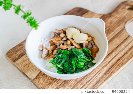 Ingredients for basic basil sauce with a soft taste Ingredients for basic basil sauce with a soft taste 94608234