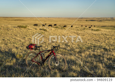 gravel bike on a trail in Colorado foothills 94609119
