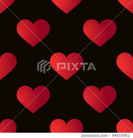 Seamless pattern. Red Heart. Vector illustration of bright hearts on black background. Valentine Day. For holydays designs, greeting cards, holiday prints, designer packaging, stylish textiles, etc. Seamless pattern. Red Heart. Vector illustration of bright hearts on black background. Valentine Day. For holydays designs, greeting cards, holiday prints, designer packaging, stylish textiles, etc. 94610962