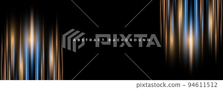 Black wide abstract background with glowing motion neon light effect. Black wide abstract background with glowing motion neon light effect. 94611512
