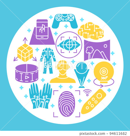 Virtual reality concept banner in flat style 94611682